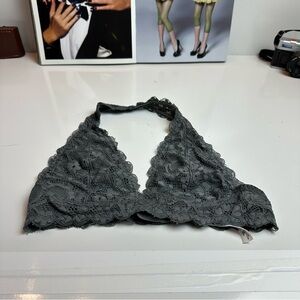 Free People Gray Lace Halter Bralette